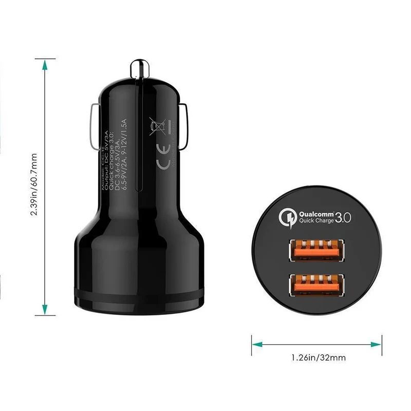 Autoladegerät Schnellladung 3.0 Fast QC3.0 USB Autoladegerät für iPhone Xiaomi mi7 Samsung s8 als Aukey Autoladegerät