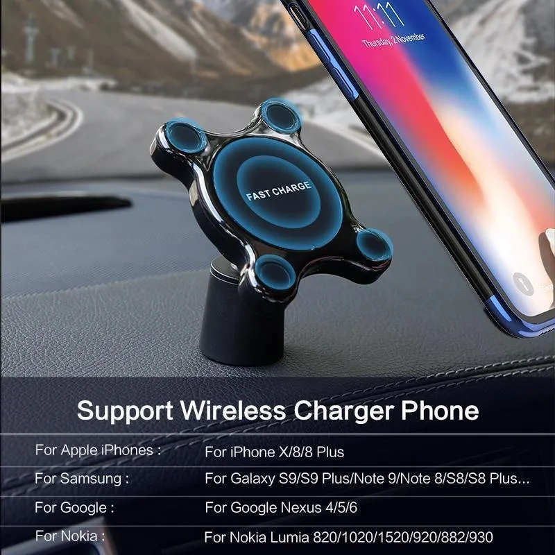 Autohalterung Qi Wireless-Ladegerät für Samsung Galaxy S9 Note 9 Drahtloses Laden Autotelefonhalter Ständer für iPhone XS MAX X