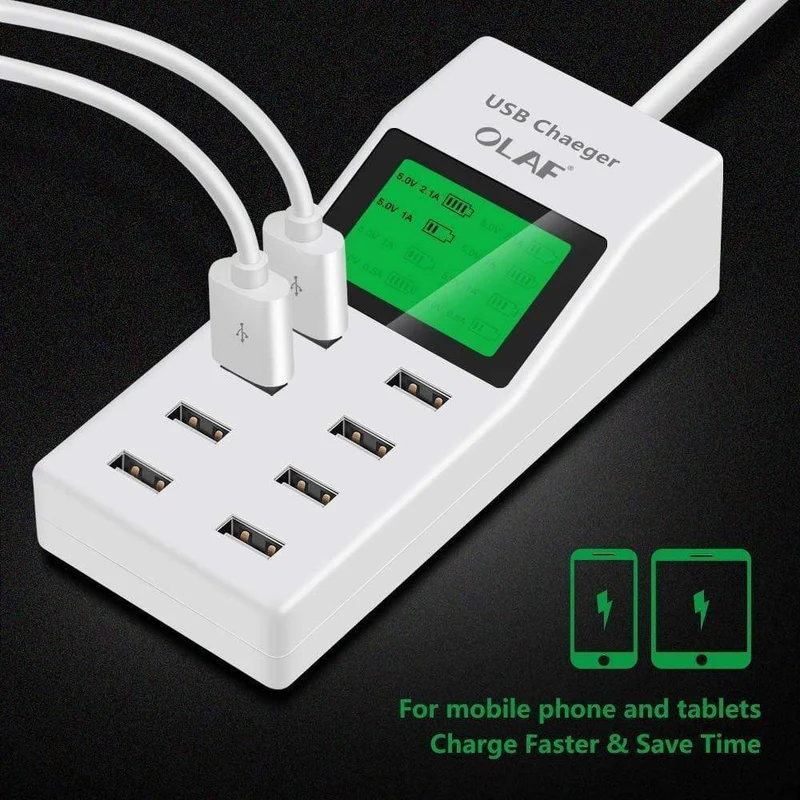 8 Ports USB-Ladegerät, LED-Display, EU-Stecker, Adapter, Handy-Ladegerät für iPhone, Samsung, Xiaomi, USB-Ladegerät