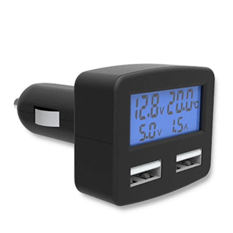 Dual USB 5 im 1 Autotelefon-Ladegerät 3A DC 5V Autotelefon-USB-Ladegerät mit LCD-Display Temperatur Spannung Strommesser