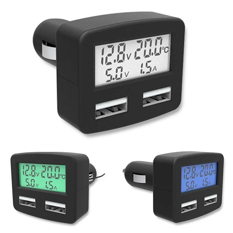 Dual USB 5 im 1 Autotelefon-Ladegerät 3A DC 5V Autotelefon-USB-Ladegerät mit LCD-Display Temperatur Spannung Strommesser