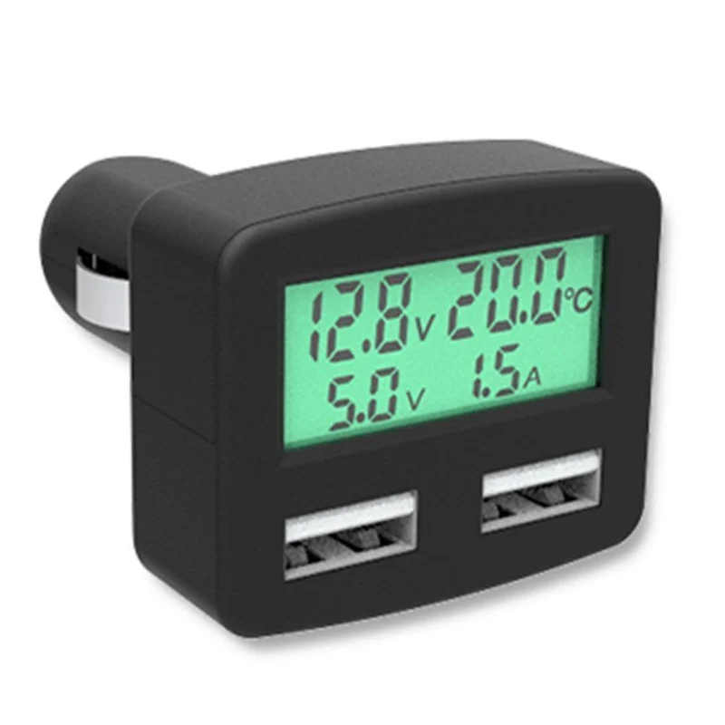 Dual USB 5 im 1 Autotelefon-Ladegerät 3A DC 5V Autotelefon-USB-Ladegerät mit LCD-Display Temperatur Spannung Strommesser