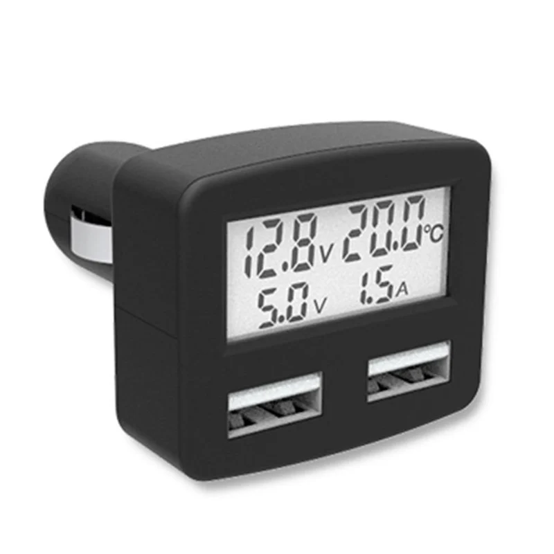 Dual USB 5 im 1 Autotelefon-Ladegerät 3A DC 5V Autotelefon-USB-Ladegerät mit LCD-Display Temperatur Spannung Strommesser