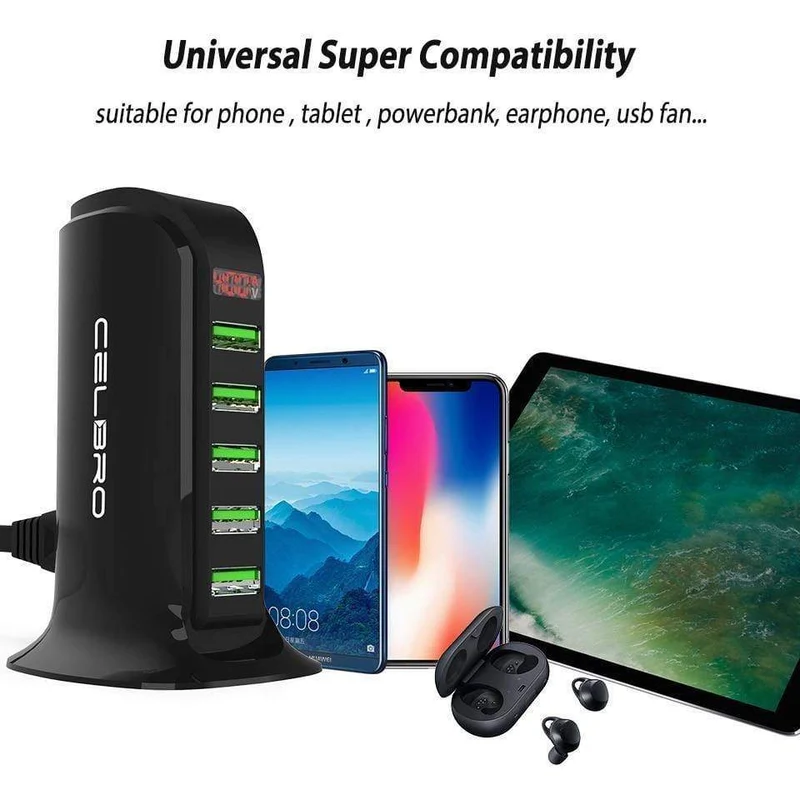 5 Port Multi USB Ladegerät HUB LED Display USB Ladestation Dock Universal Handy Desktop Wand Hause Ladegeräte EU UNS Stecker