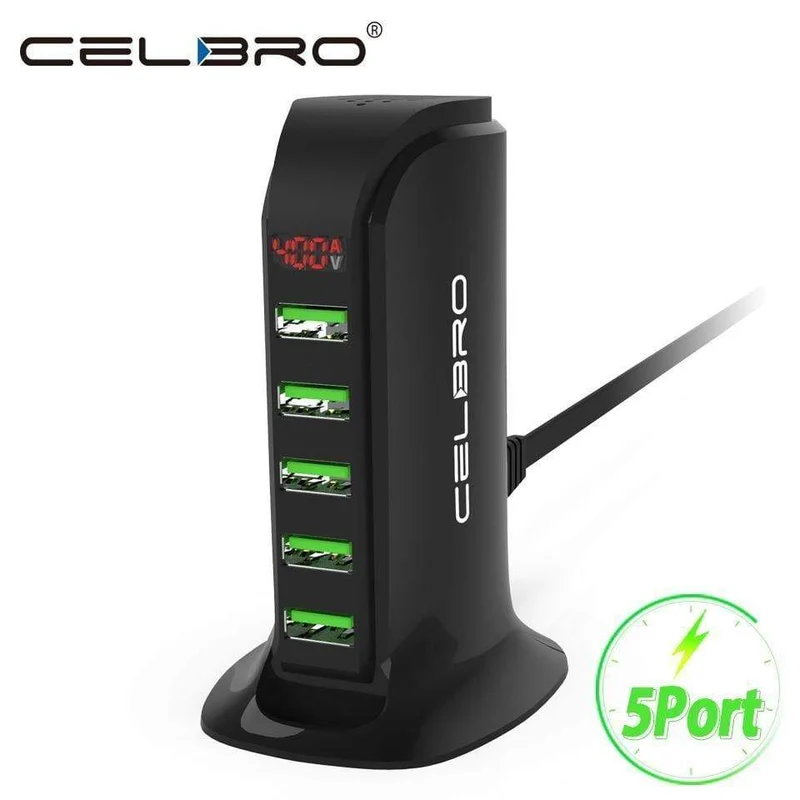 5 Port Multi USB Ladegerät HUB LED Display USB Ladestation Dock Universal Handy Desktop Wand Hause Ladegeräte EU UNS Stecker
