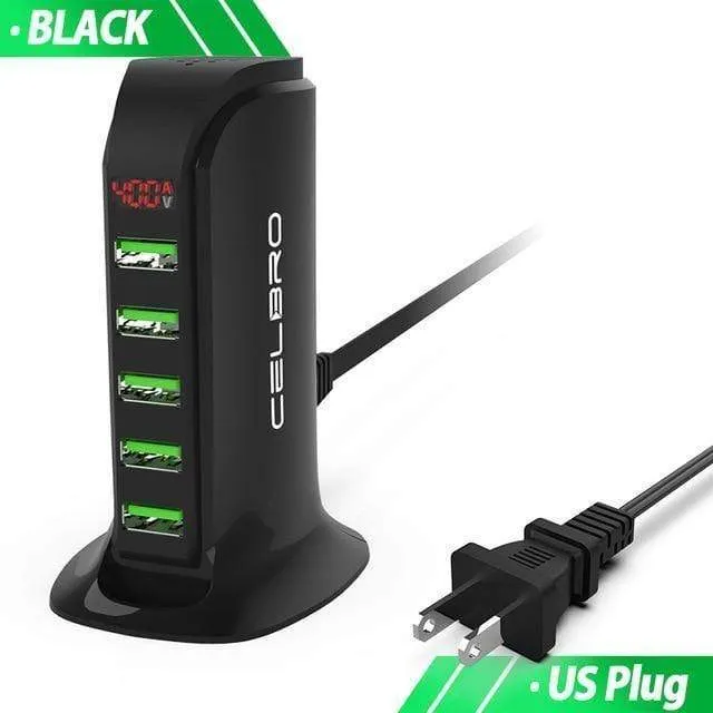 5 Port Multi USB Ladegerät HUB LED Display USB Ladestation Dock Universal Handy Desktop Wand Hause Ladegeräte EU UNS Stecker
