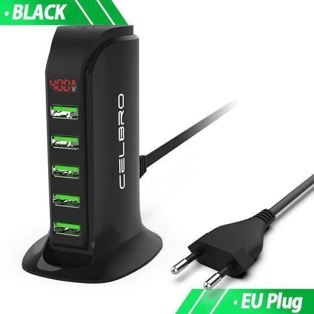 5 Port Multi USB Ladegerät HUB LED Display USB Ladestation Dock Universal Handy Desktop Wand Hause Ladegeräte EU UNS Stecker
