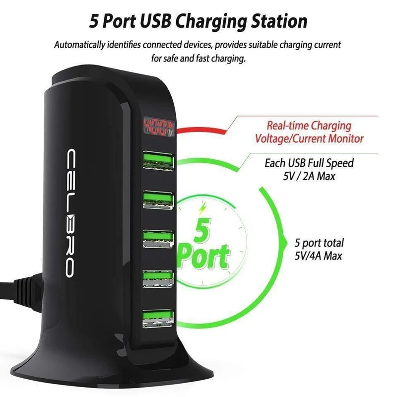 5 Port Multi USB Ladegerät HUB LED Display USB Ladestation Dock Universal Handy Desktop Wand Hause Ladegeräte EU UNS Stecker
