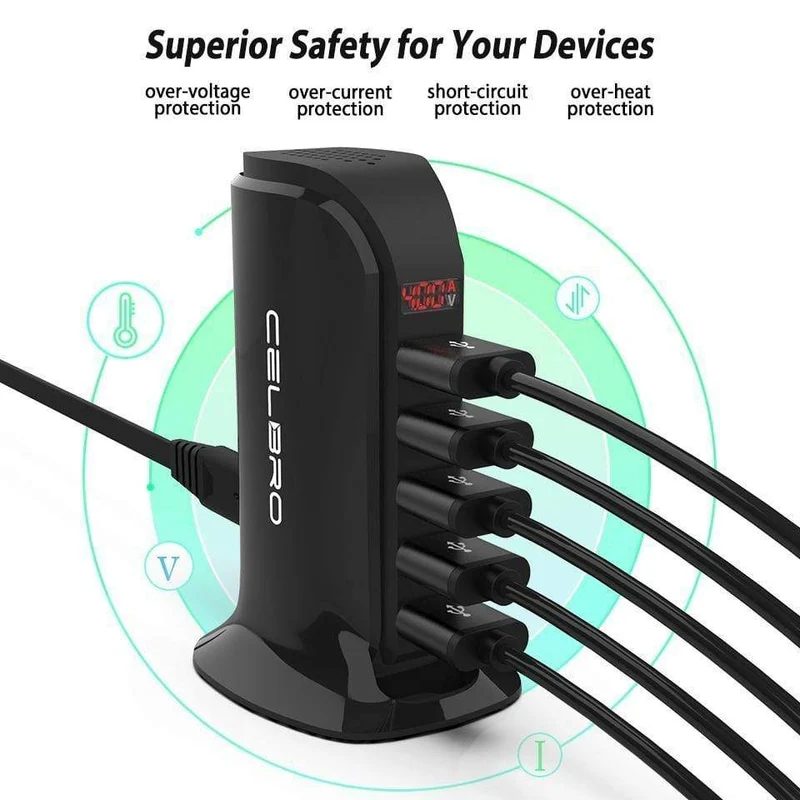 5 Port Multi USB Ladegerät HUB LED Display USB Ladestation Dock Universal Handy Desktop Wand Hause Ladegeräte EU UNS Stecker
