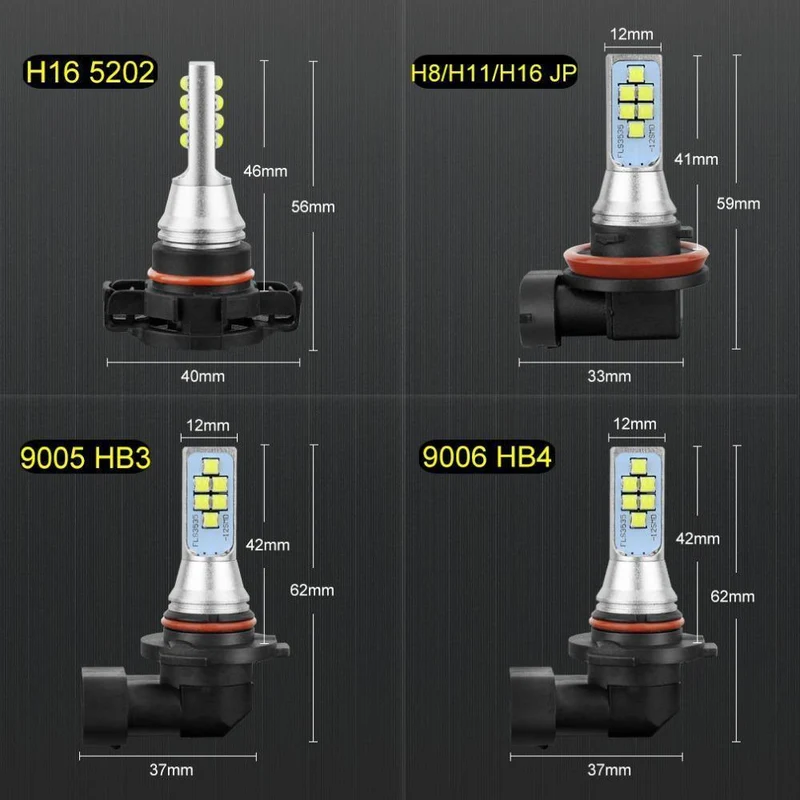 2Pcs H11 H8 Led-lampe 9005 HB3 9006 HB4 H16 5202 PSX24W Led Auto Nebel Licht 1400LM 6000K weiß 12V 24V Auto Lampe Lampen