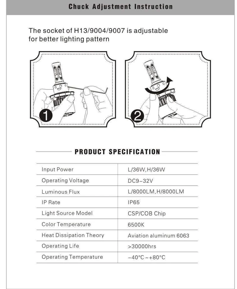 LED H7 H4 H11 Birne H1 H3 HB4 9006 HB3 9005 H13 LED Scheinwerfer Kit 72W 8000lm 6500K LED Lampe Auto H 7 11 LED Auto Licht 12v