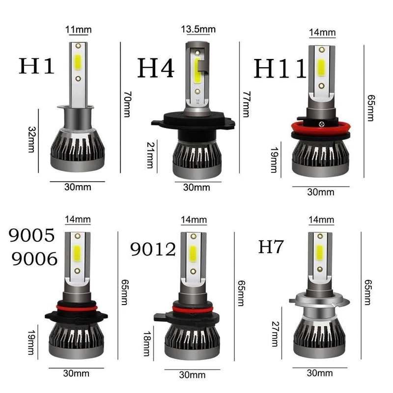 Auto Scheinwerfer Birne LED H7 H4 H11 H1 H8 H9 9005 9006 HB2 HB3 HB4 12V 55W 6000K Turbo Led Lampe Lichter Auto Scheinwerfer Kit