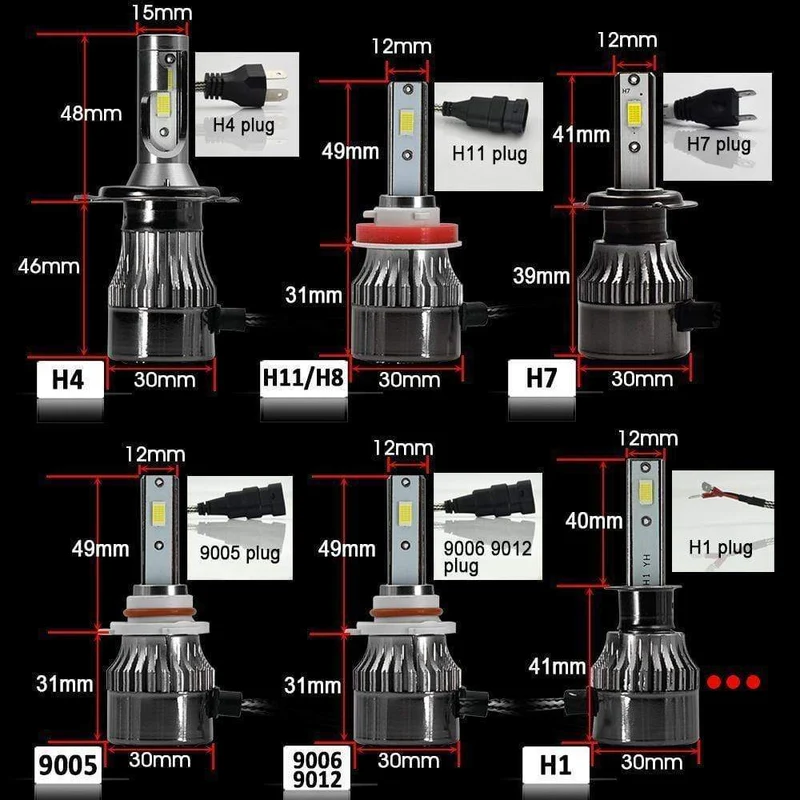 Super helle COB LED H4 H7 H11 H1 9005 Auto Scheinwerfer Lampen 72W 12000Lm/set 6500K 4300K ​​9006 881 Nebel Lampe Auto Lichter