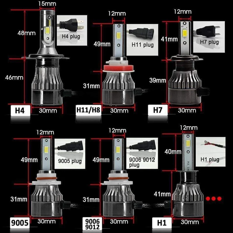 Super helle COB LED H4 H7 H11 H1 9005 Auto Scheinwerfer Lampen 72W 12000Lm/set 6500K 4300K ​​9006 881 Nebel Lampe Auto Lichter