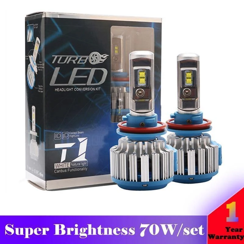 2 PCS T1 Serie 70W 7200LM 6000K H4 H1 H3 Turbo LED Autoscheinwerfer H7 H11 880/881 9005 HB3 9006 HB4 9007 HB5 Glühbirne
