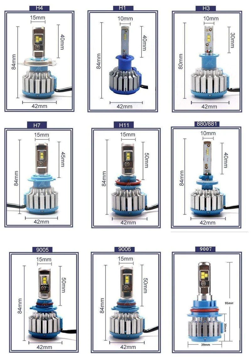 2 PCS T1 Serie 70W 7200LM 6000K H4 H1 H3 Turbo LED Autoscheinwerfer H7 H11 880/881 9005 HB3 9006 HB4 9007 HB5 Glühbirne