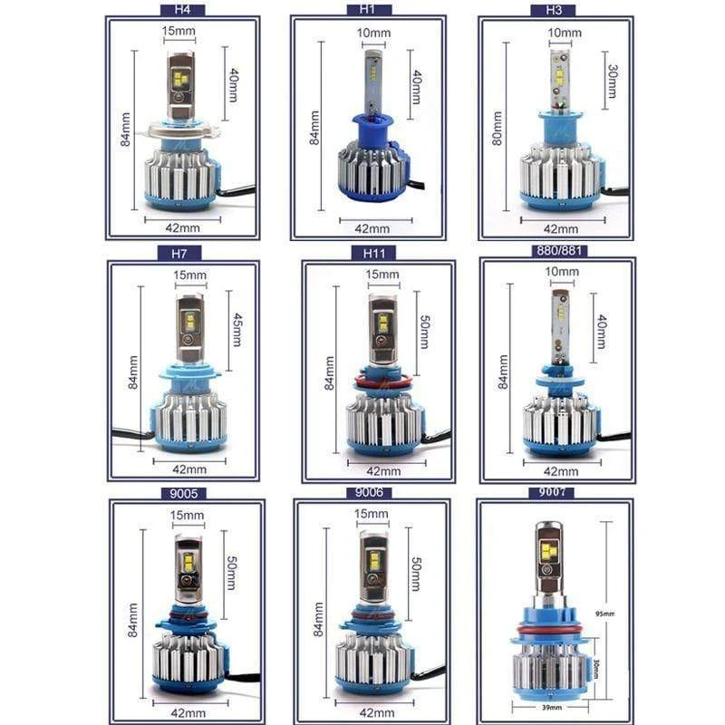 2 PCS T1 Serie 70W 7200LM 6000K H4 H1 H3 Turbo LED Autoscheinwerfer H7 H11 880/881 9005 HB3 9006 HB4 9007 HB5 Glühbirne