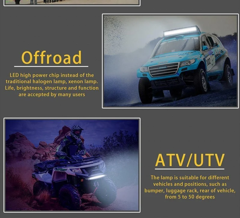 4-Zoll-LED-Leiste LED-Arbeitslichtleiste für das Fahren von Offroad-Booten PKW-Sattelzugmaschinen 4x4 SUV ATV 12V 24V-bewertetes 60W Tatsächliches 15W