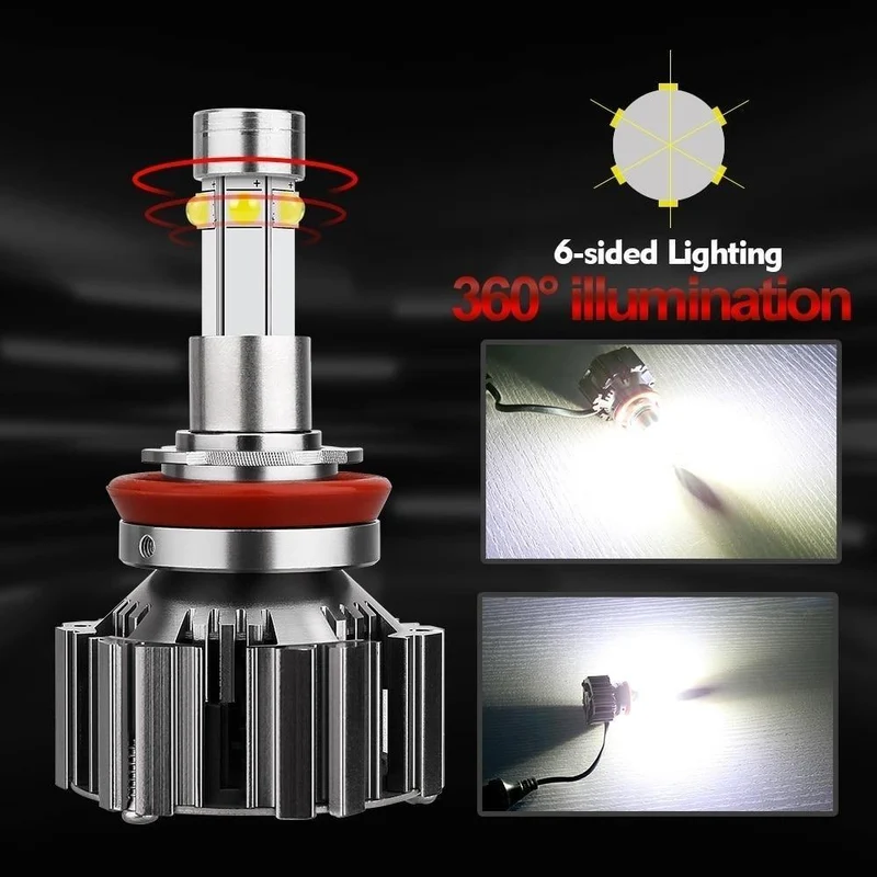 6 Seitenlicht, superhell, schnell abkühlend, Auto-Scheinwerferlampe, 6000 K, H7, H11, Auto-LED-Licht, 100 W, 12000 lm, Auto-Licht, 12 V, Nebelscheinwerfer