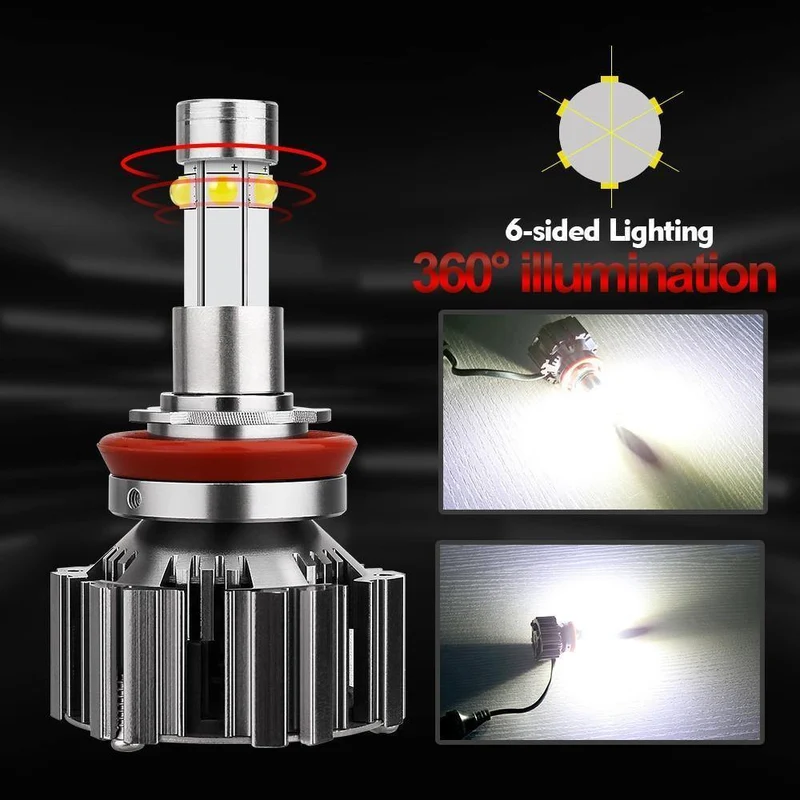6 Seitenlicht, superhell, schnell abkühlend, Auto-Scheinwerferlampe, 6000 K, H7, H11, Auto-LED-Licht, 100 W, 12000 lm, Auto-Licht, 12 V, Nebelscheinwerfer
