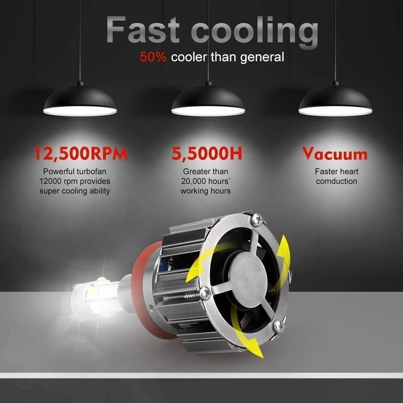 6 Seitenlicht, superhell, schnell abkühlend, Auto-Scheinwerferlampe, 6000 K, H7, H11, Auto-LED-Licht, 100 W, 12000 lm, Auto-Licht, 12 V, Nebelscheinwerfer