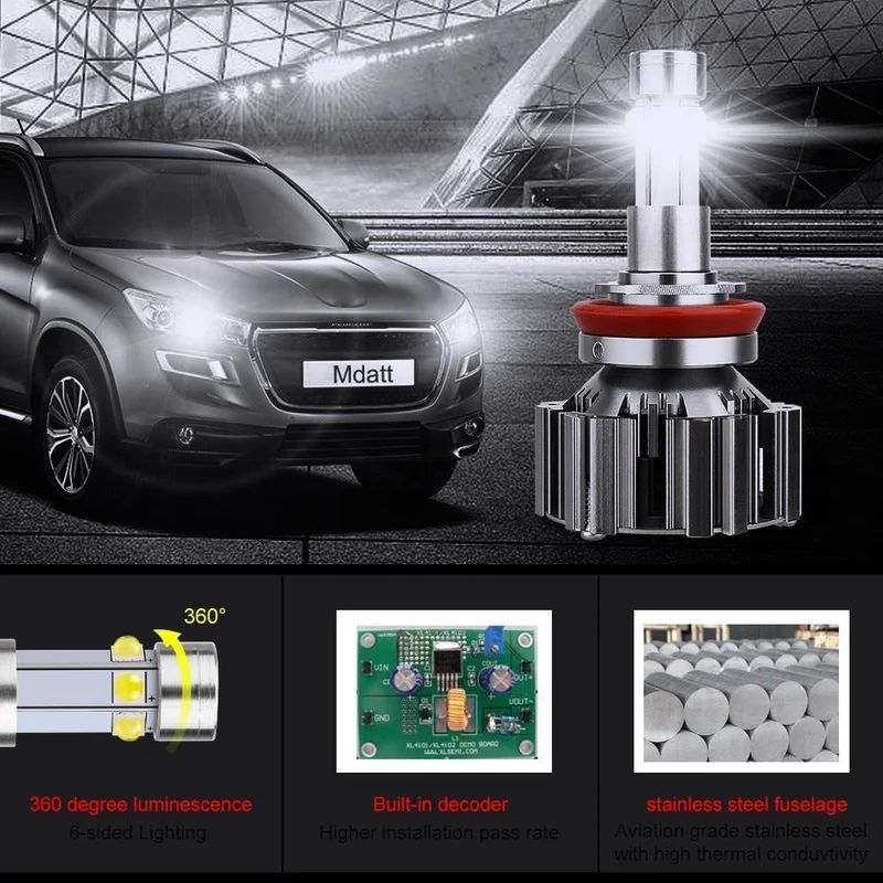 6 Seitenlicht, superhell, schnell abkühlend, Auto-Scheinwerferlampe, 6000 K, H7, H11, Auto-LED-Licht, 100 W, 12000 lm, Auto-Licht, 12 V, Nebelscheinwerfer