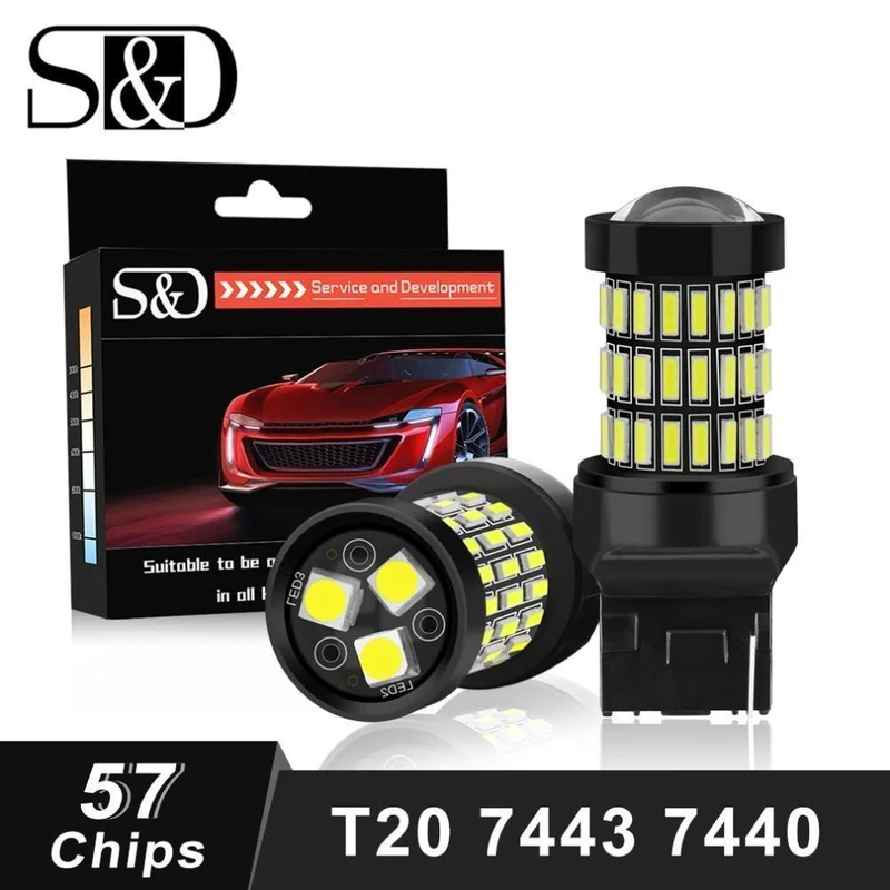 2 stücke T20 7440 W21W WY21W LED 7443 SRCK W21/5 W Led-lampen 12 V Auto Lichter blinker Bremse Reverse Rücklicht Auto 1200LM