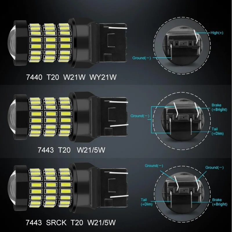 2 stücke T20 7440 W21W WY21W LED 7443 SRCK W21/5 W Led-lampen 12 V Auto Lichter blinker Bremse Reverse Rücklicht Auto 1200LM
