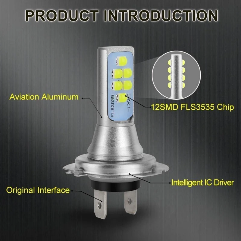 2 stücke H7 LED Birnen Auto Nebel Lampe 1400LM Fahren Lampe Ersatz für Nebel Lichter 6000K Weiß Auto DC 12V 24V