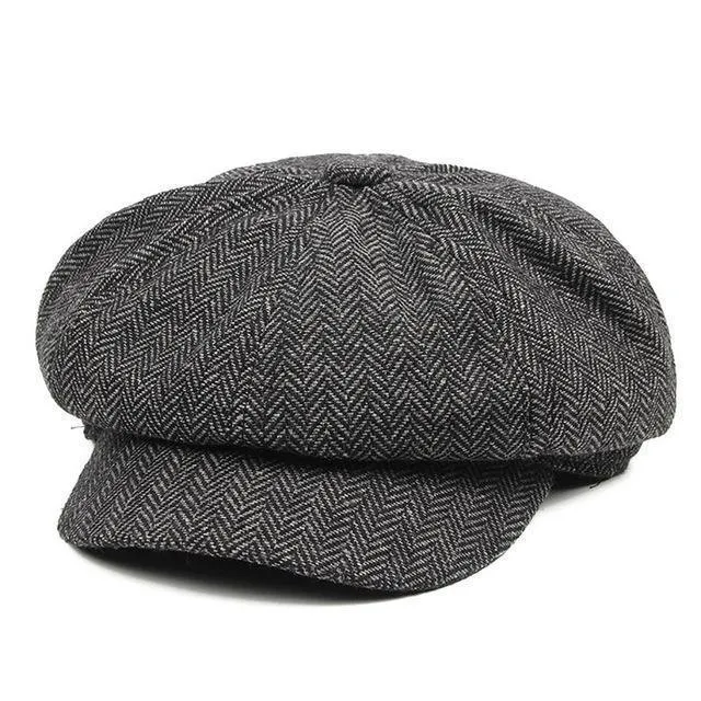 Herren Panel Tweed Zeitungsjunge Caps Format passend Driving Hat Khaki Grau