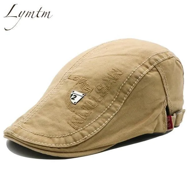 Herren Hochwertige Retro-Baskenmütze für Erwachsene, Stickerei, gestreift, Khaki, Armeegrün, Schwarz, Cabbie