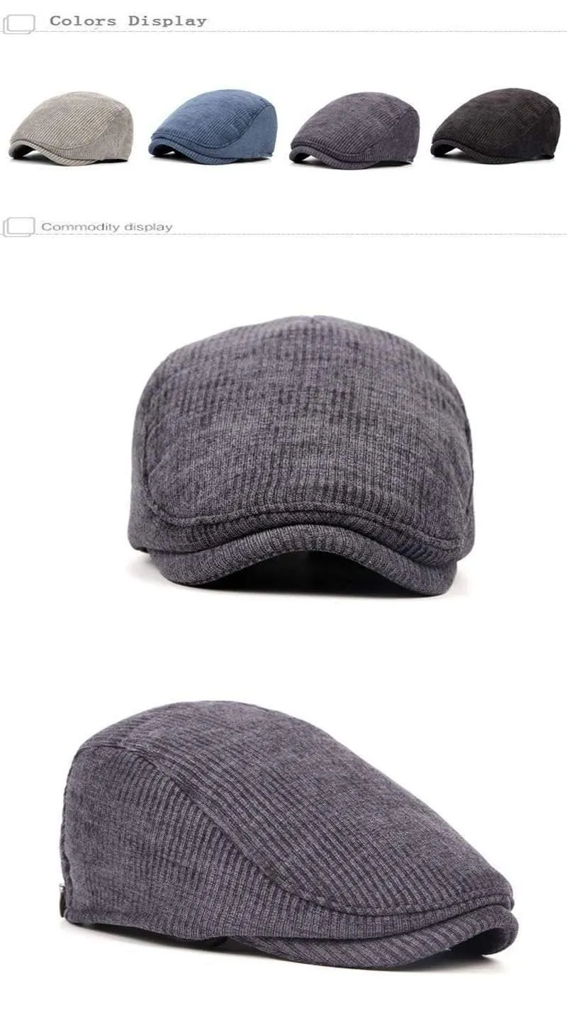 Gestreifte Cabbie Flatcap-Herbst-Winter-Zeitungsjunge-Kappen der Qualitäts-Retro Hut-erwachsenen Männer