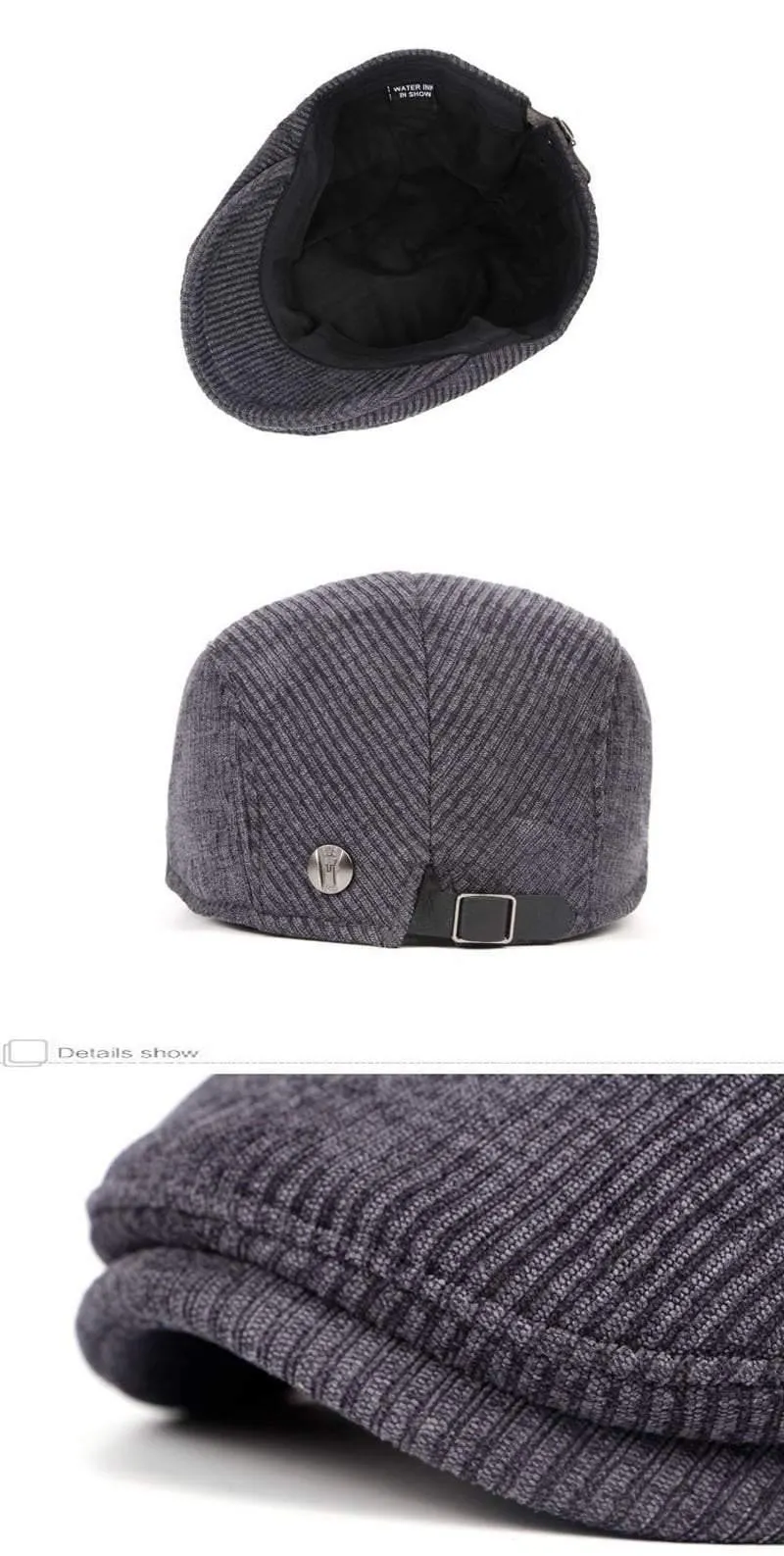 Gestreifte Cabbie Flatcap-Herbst-Winter-Zeitungsjunge-Kappen der Qualitäts-Retro Hut-erwachsenen Männer