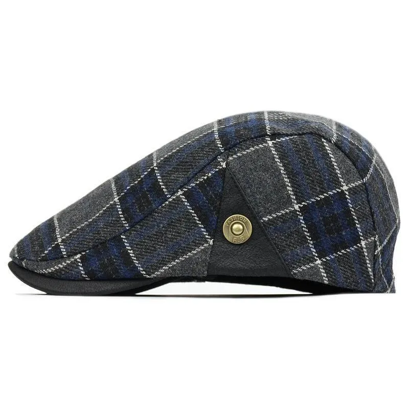 Hochwertige Retro Adult Berets Männer Wolle Plaid Cabbie flache Kappe Hüte für Frauen Newsboy Caps