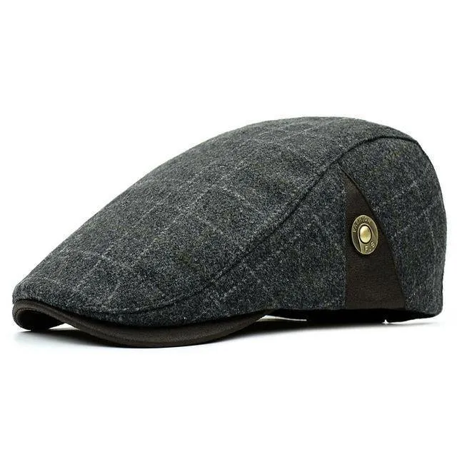 Hochwertige Retro Adult Berets Männer Wolle Plaid Cabbie flache Kappe Hüte für Frauen Newsboy Caps