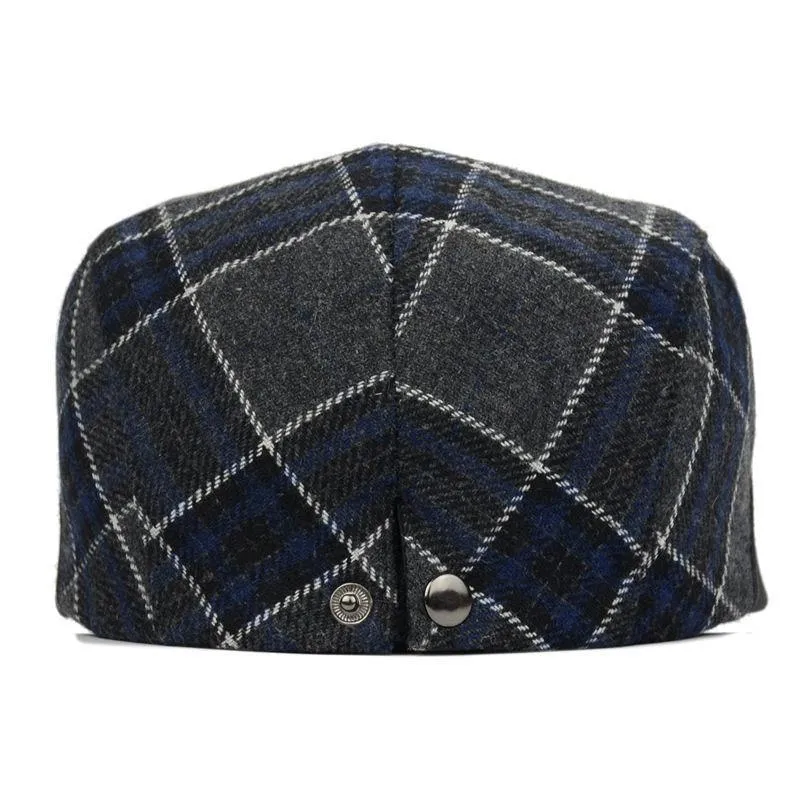 Hochwertige Retro Adult Berets Männer Wolle Plaid Cabbie flache Kappe Hüte für Frauen Newsboy Caps