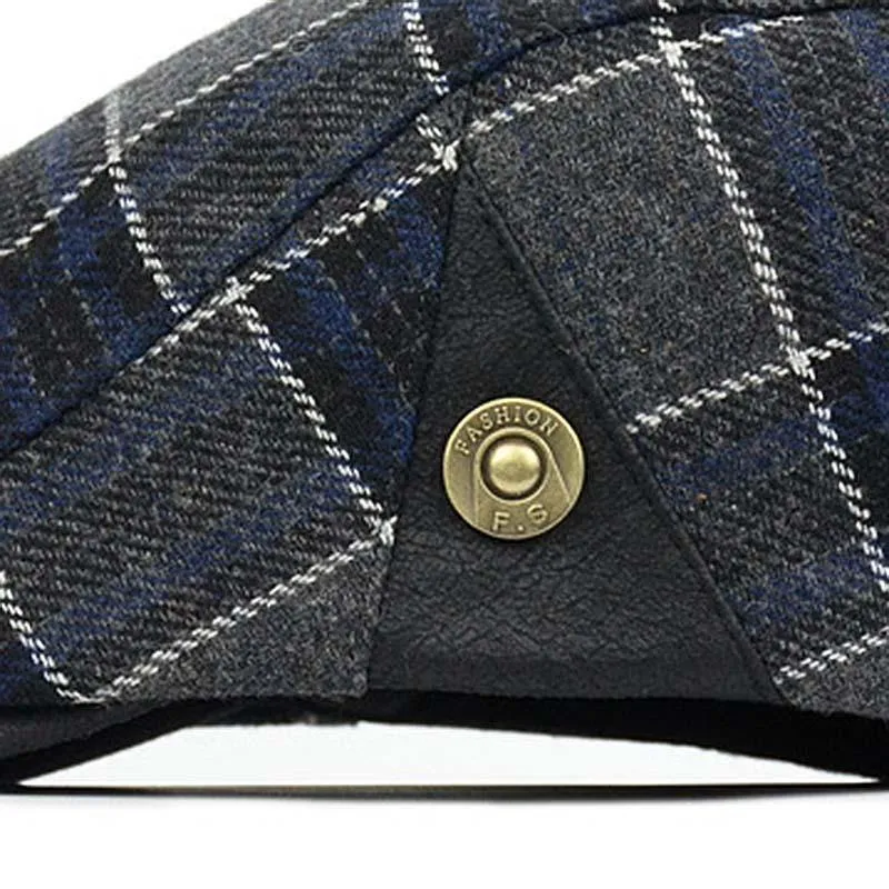 Hochwertige Retro Adult Berets Männer Wolle Plaid Cabbie flache Kappe Hüte für Frauen Newsboy Caps