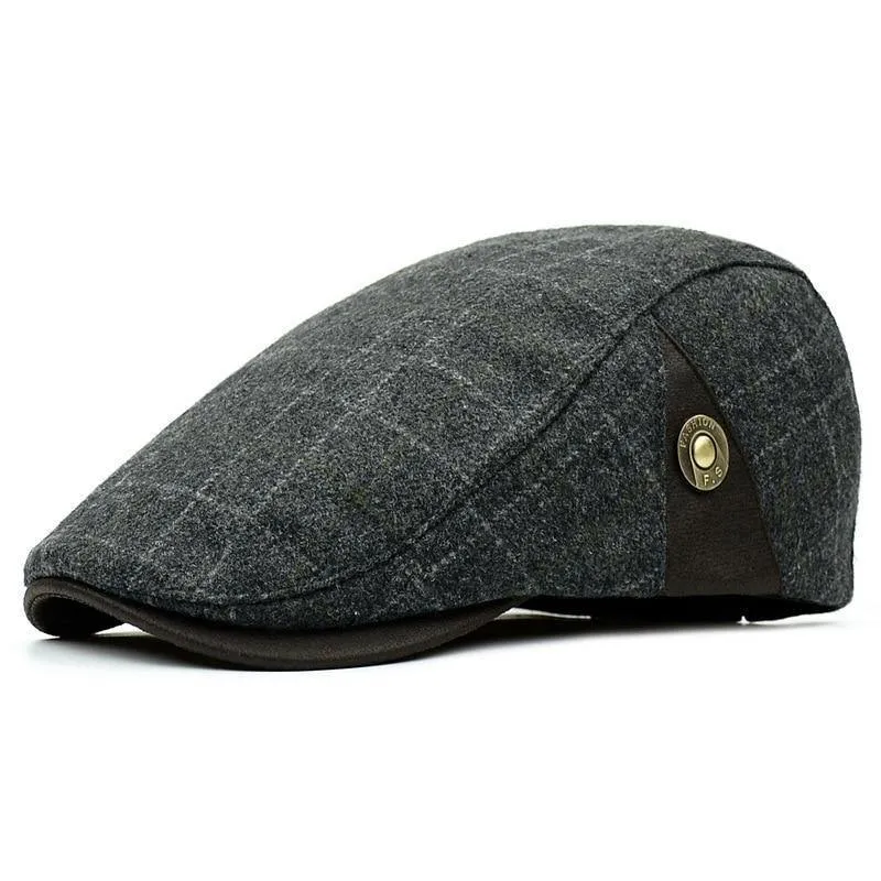 Hochwertige Retro Adult Berets Männer Wolle Plaid Cabbie flache Kappe Hüte für Frauen Newsboy Caps