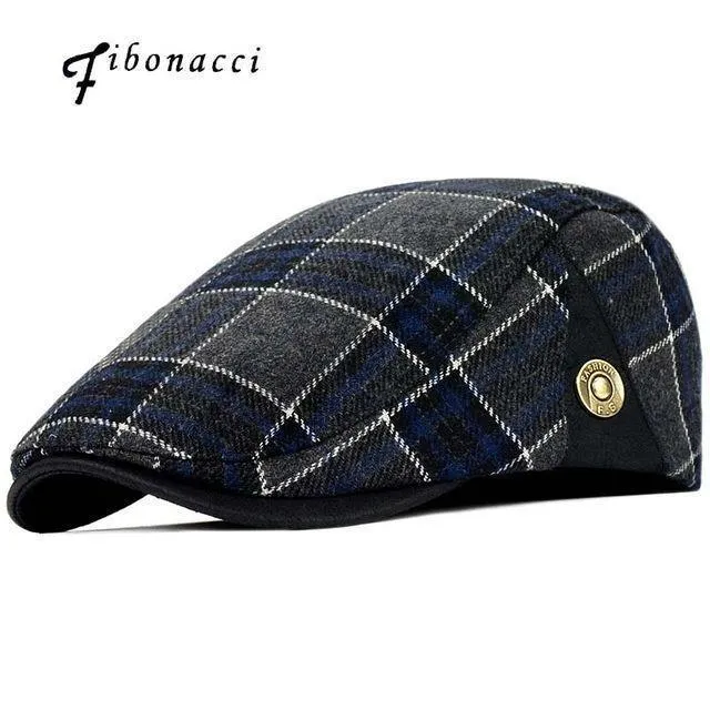 Hochwertige Retro Adult Berets Männer Wolle Plaid Cabbie flache Kappe Hüte für Frauen Newsboy Caps