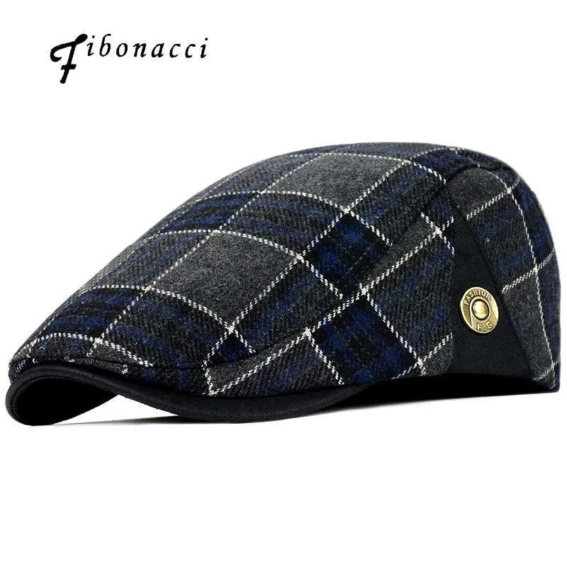 Hochwertige Retro Adult Berets Männer Wolle Plaid Cabbie flache Kappe Hüte für Frauen Newsboy Caps