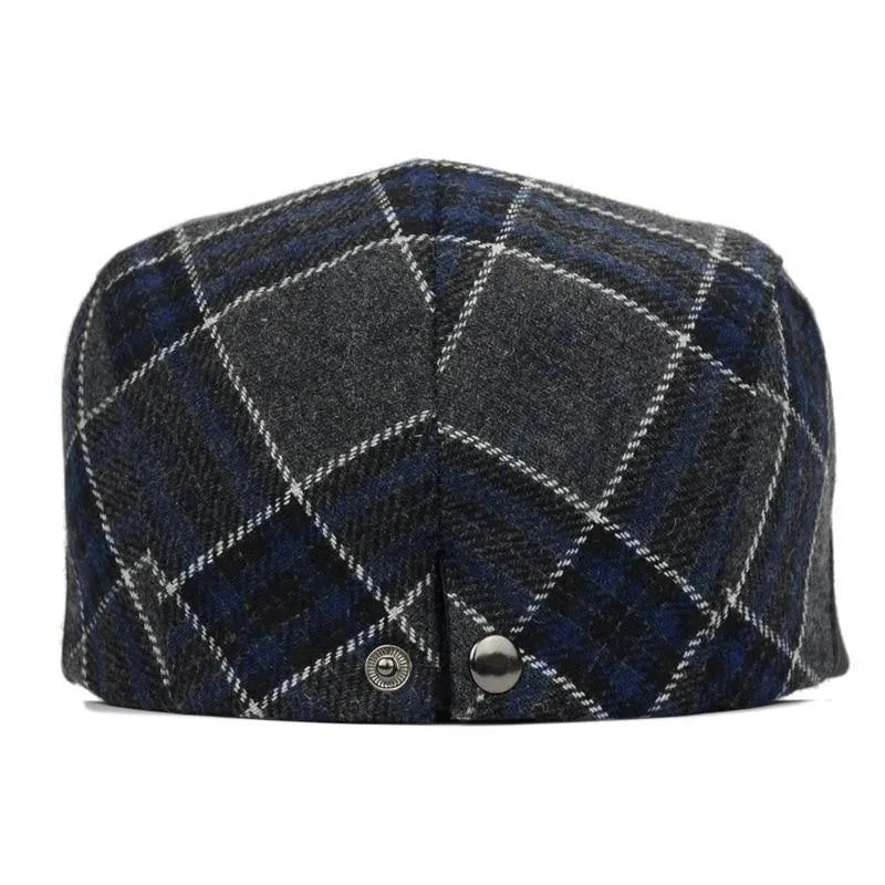 Hochwertige Retro Adult Berets Männer Wolle Plaid Cabbie flache Kappe Hüte für Frauen Newsboy Caps