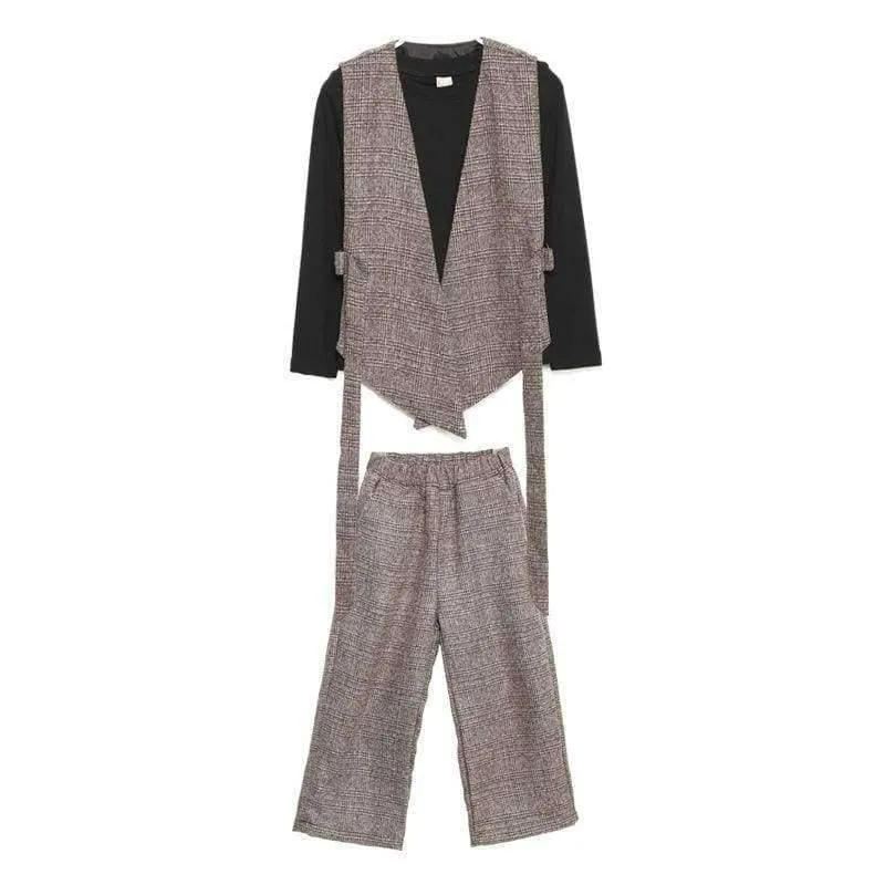 Teenager-Mädchen Kleidung Set Kids Trainingsanzug für Mädchen Mode Anzug Schuluniform Plaid Mädchen Kleidung Frühling 3pcs Kinderkleidung