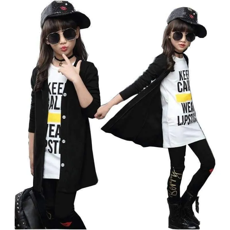 Kinder Mädchen Kleidung Sets Herbst Teenager Mädchen Sport Anzug Schule Kinder Kleidung Trainingsanzug langen Mantel Leggings 3pcs Mädchen Kleidung