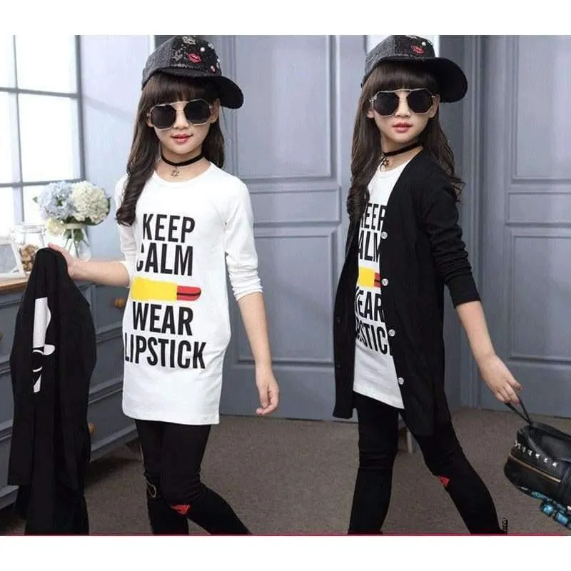 Kinder Mädchen Kleidung Sets Herbst Teenager Mädchen Sport Anzug Schule Kinder Kleidung Trainingsanzug langen Mantel Leggings 3pcs Mädchen Kleidung