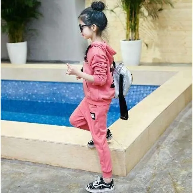 Kinder Sport Anzüge Teenager Mädchen Kleidung Sets Frühling Herbst Kinder Trainingsanzüge Mit Kapuze Coat + Pants 2pcs Kleidung