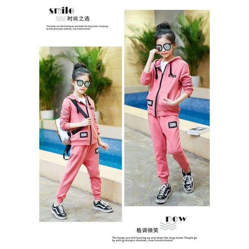 Kinder Sport Anzüge Teenager Mädchen Kleidung Sets Frühling Herbst Kinder Trainingsanzüge Mit Kapuze Coat + Pants 2pcs Kleidung