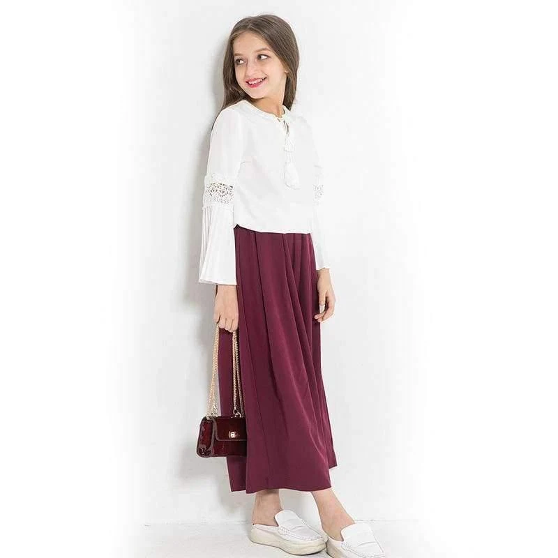 Teenager-Mädchen Kleidung Langarm zweiteilige Kleinkind Mädchen Kleidung europäischen Stil Chiffon Hosen Bluse Mädchen Kleidung 10 12 Jahre