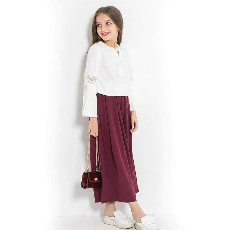 Teenager-Mädchen Kleidung Langarm zweiteilige Kleinkind Mädchen Kleidung europäischen Stil Chiffon Hosen Bluse Mädchen Kleidung 10 12 Jahre