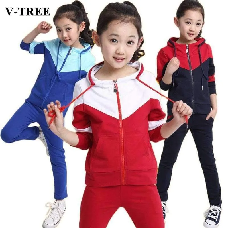 Mädchen Kleidung Sets Reißverschluss Mantel + Hosen Sport Anzug Für Jugendliche Spleißen Mädchen Schuluniform Kinder Trainingsanzug 10 12 Jahre