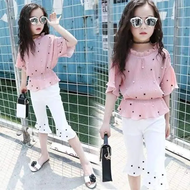 Sommer Rosa Rot Mädchen Kleidung Sets 5 6 7 8 9 10 11 12 13 12 13 14 Kinder Shirts + Hosen 2 stücke Teenager Baby Mädchen Kleidung Sets